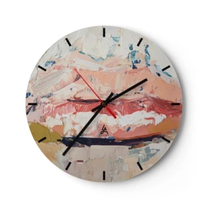 Reloj de pared - Reloj de vidrio - Textura abstracta de pinturas en tonos beige y rosa. - 30x30cm - Despierta los sentidos - Decoración de pared moderna para salón, cocina y dormitorio ARTTOR