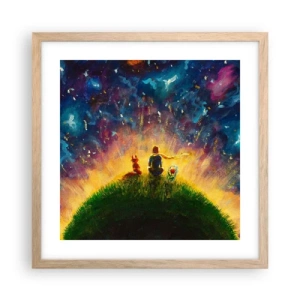 Póster en marco roble claro - Amor y amistad - lo único entero - 40x40 cm