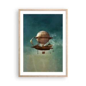Póster en marco roble claro - Julio Verne saluda - 50x70 cm