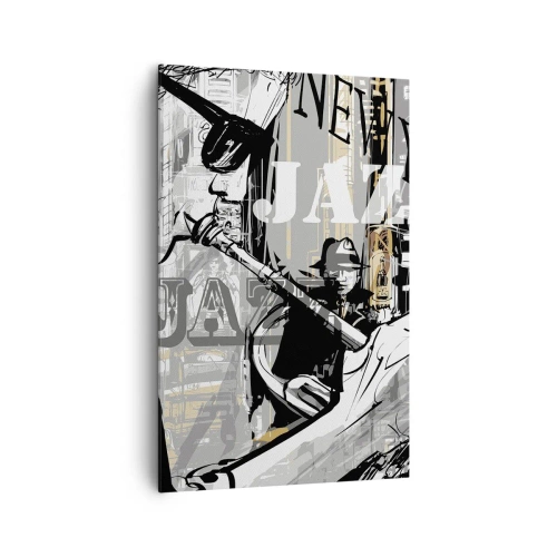 Cuadro sobre lienzo - Impresión de Imagen - Escena de jazz de Nueva York - 80x120cm - Al ritmo de Nueva York - Decoración de pared moderna para salón y dormitorio ARTTOR
