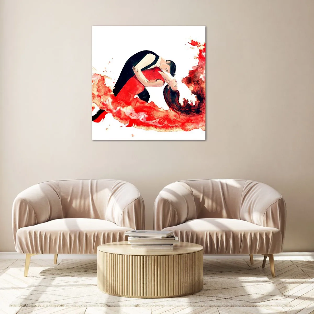 Cuadro sobre vidrio - Impresiones sobre Vidrio - El tango: una ola sensual - 50x50 cm