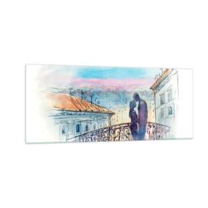 Cuadro sobre vidrio - Impresiones sobre Vidrio - Los amantes de París - 100x40 cm