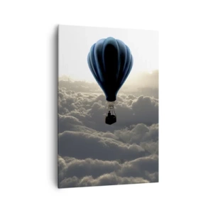 Cuadro sobre lienzo - Impresión de Imagen - Un globo aerostático contra un cielo con nubes al atardecer. - 70x100cm - Un viajero por encima de las nubes - Decoración de pared moderna para salón y dormitorio ARTTOR