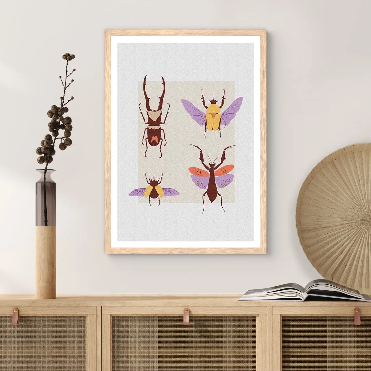 Póster en marco roble claro - El mundo de los insectos - 30x40 cm