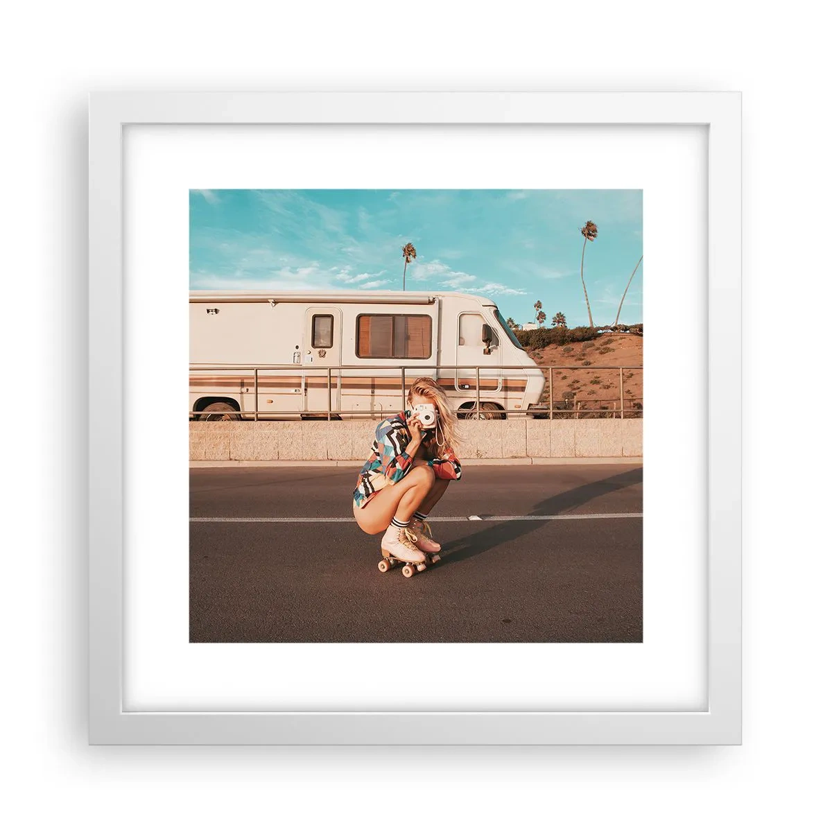 Póster en marco blanco - ¡Sonrían, por favor! - 30x30 cm