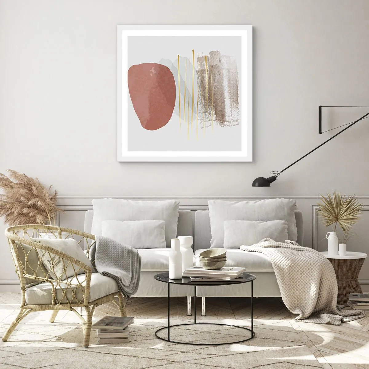 Póster en marco blanco - Una columnata abstracta - 50x50 cm