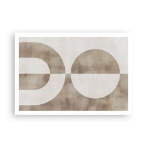 Póster - Un cuadro abstracto en tonos beige con formas geométricas y simetría. - 100x70cm - Similitudes y diferencias - Decoración de pared moderna para salón y dormitorio ARTTOR