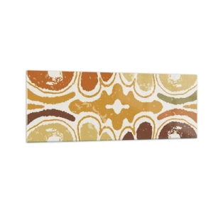 Cuadro sobre vidrio - Impresiones sobre Vidrio - Patrones abstractos cálidos en amarillos y marrones. - 140x50cm - Abstracción sentimental - Decoración de pared moderna para salón y dormitorio ARTTOR