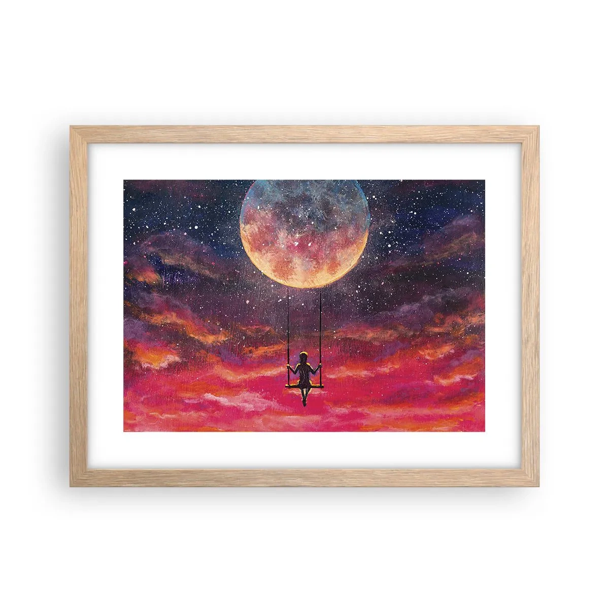 Póster en marco roble claro - Disfrutar de las nubes - 40x30 cm