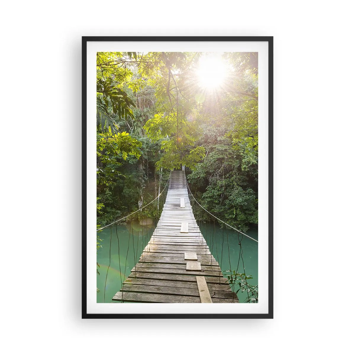 Póster en marco negro - Sobre el agua azul hacia el bosque - 61x91 cm