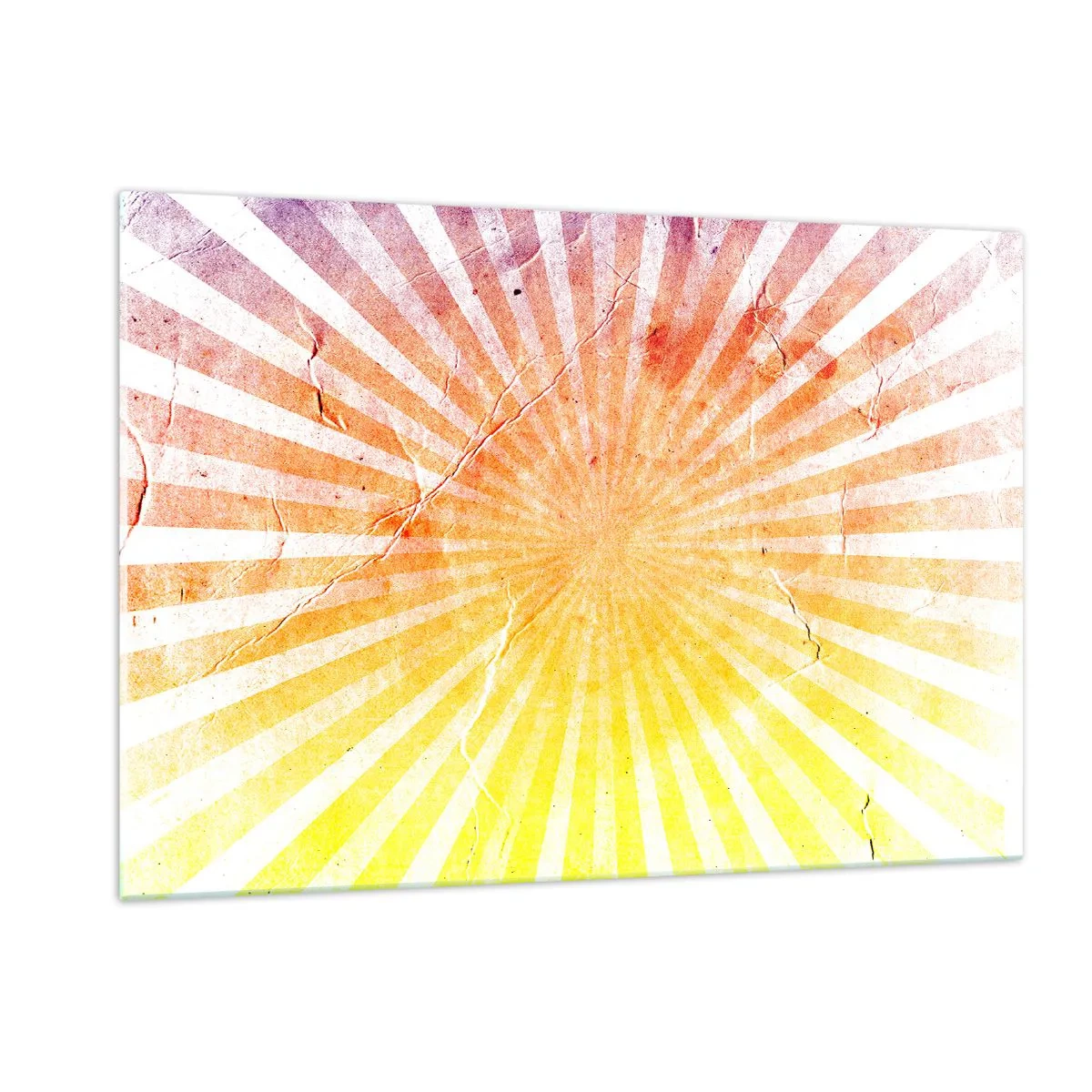Cuadro sobre vidrio - Impresiones sobre Vidrio - Rayos del sol naciente o poniente en estilo retro - 120x80cm - Renacer del sol - Decoración de pared moderna para salón y dormitorio ARTTOR