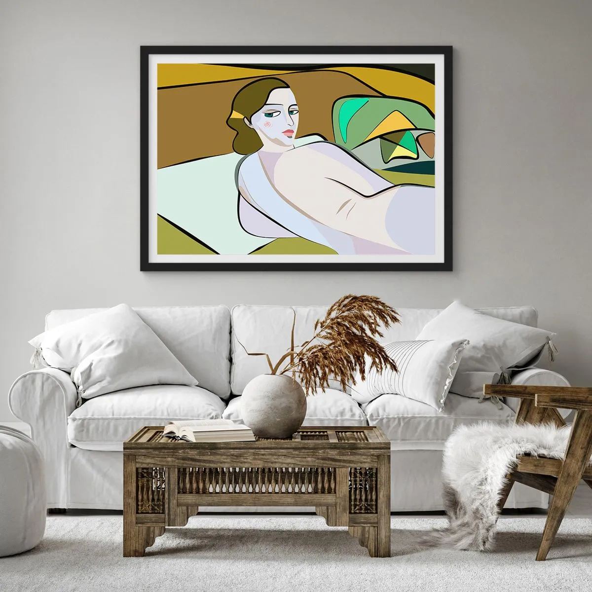 Póster en marco negro - Figura abstracta de estilo moderno. - 70x50cm - Retrato íntimo - Decoración de pared moderna para salón y dormitorio ARTTOR