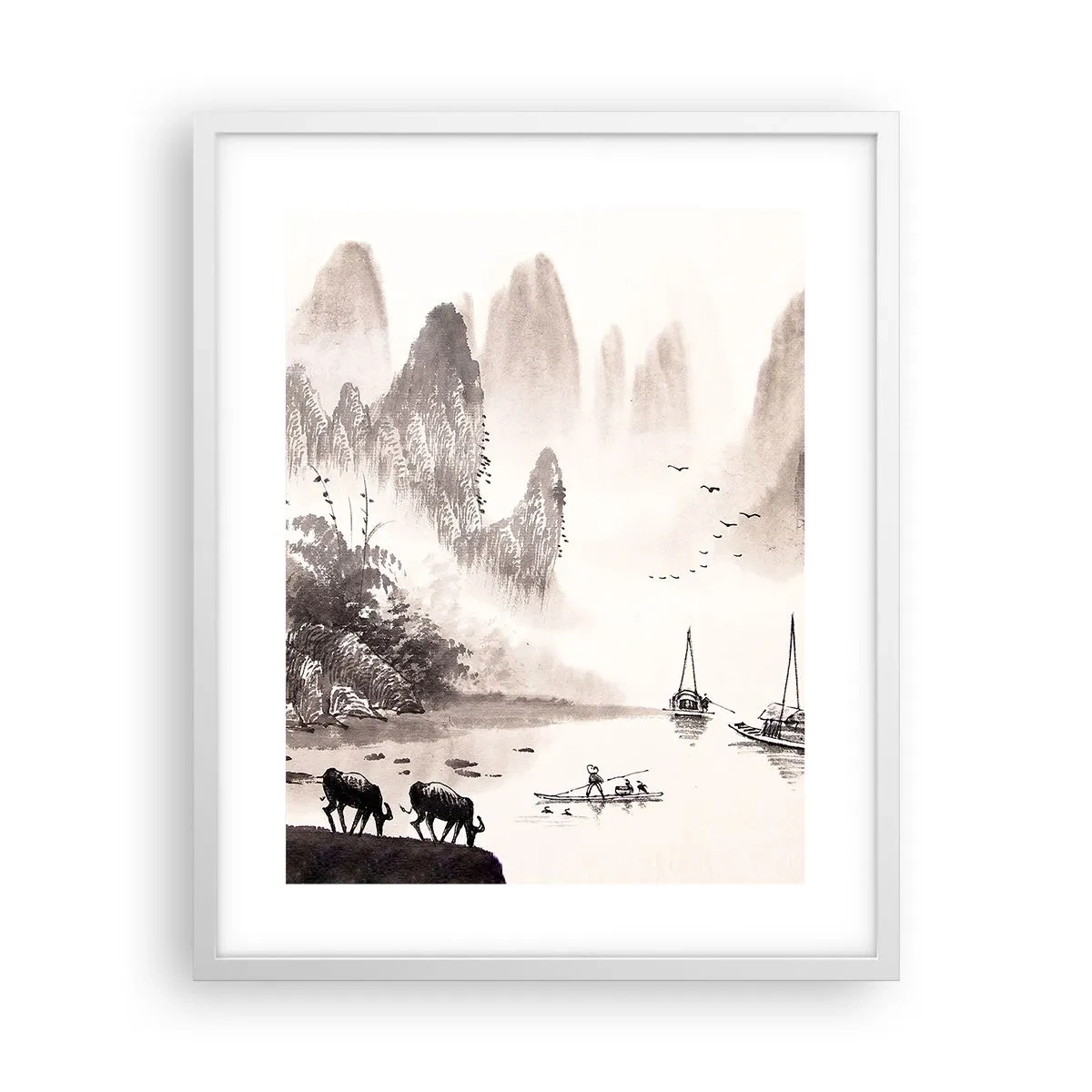 Póster en marco blanco - La exótica vida cotidiana de Oriente - 40x50 cm