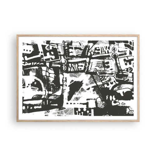 Póster en marco roble claro - ¿Orden o caos? - 100x70 cm