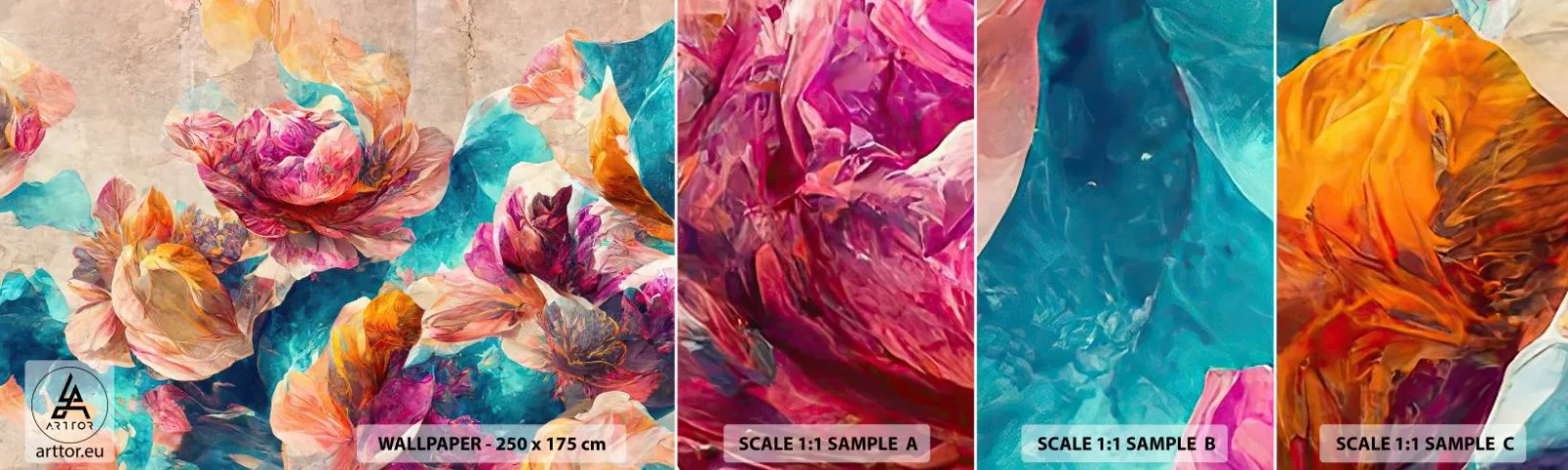 Muestra De Fotomural Standard Eco - El colorido esplendor de un ramo - flores, Pastel, Pedazo - 100x30 cm