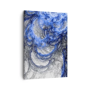 Cuadro sobre lienzo - Impresión de Imagen - Ondas abstractas en tonos azules y grises - 50x70cm - El nacimiento de una ola - Decoración de pared moderna para salón y dormitorio ARTTOR