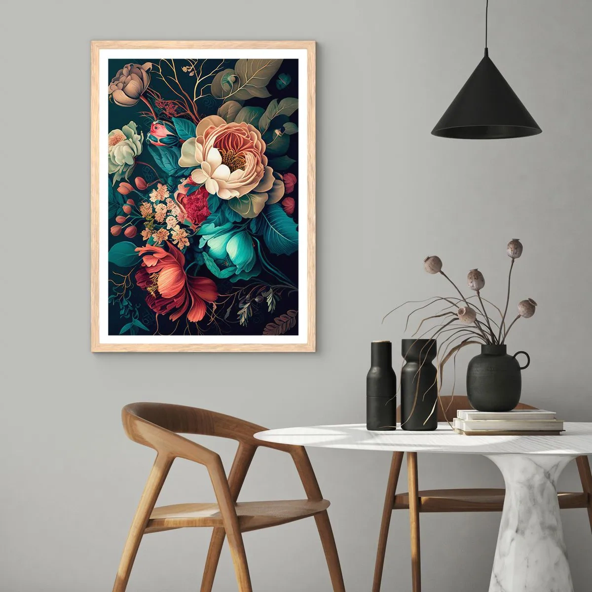 Póster en marco roble claro - Encanto del siglo XIX - 40x50 cm