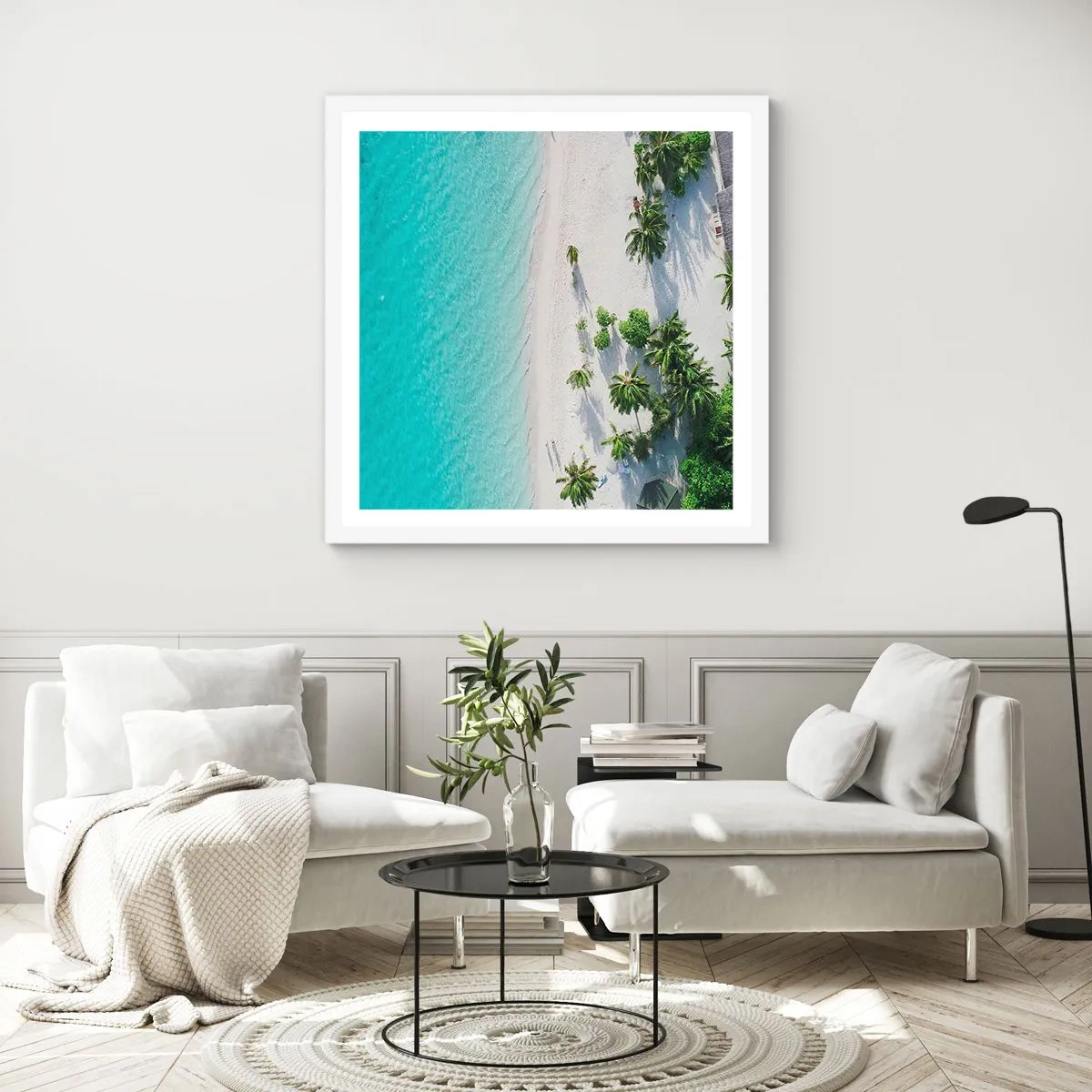 Póster en marco blanco - Vacaciones en el paraíso - 40x40 cm