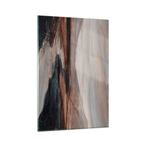 Cuadro sobre vidrio - Impresiones sobre Vidrio - Un paisaje pintoresco con un río y montañas. - 80x120cm -  Valle apacible - Decoración de pared moderna para salón y dormitorio ARTTOR
