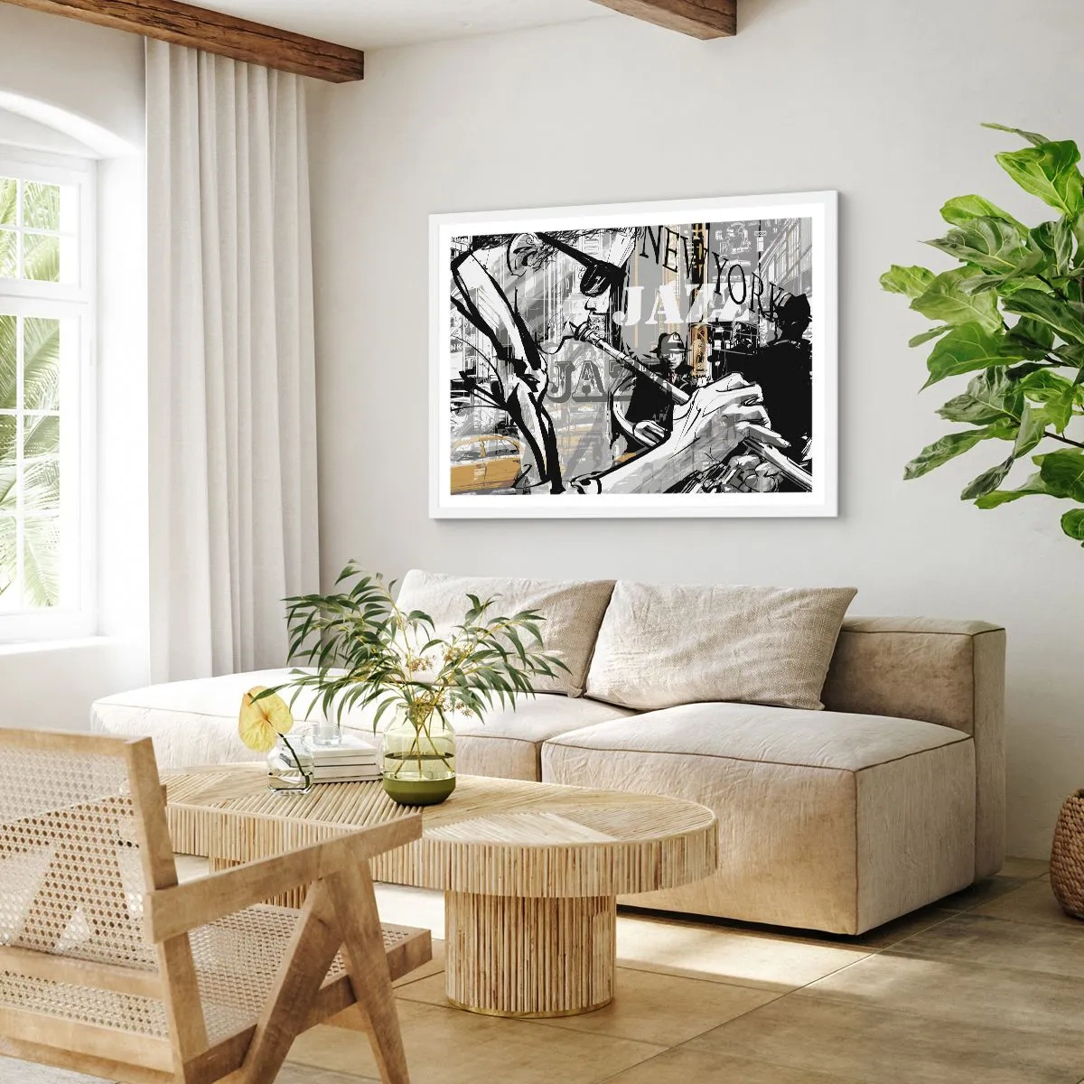 Póster en marco blanco - Al ritmo de Nueva York - 100x70 cm