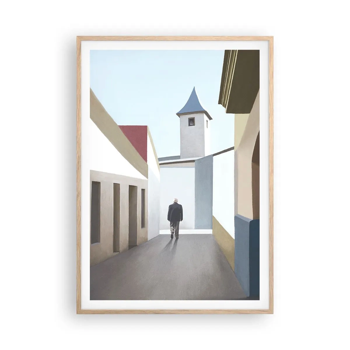 Póster en marco roble claro - Paseo soleado - 70x100 cm