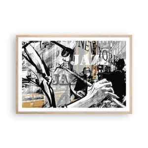 Póster en marco roble claro - Al ritmo de Nueva York - 91x61 cm