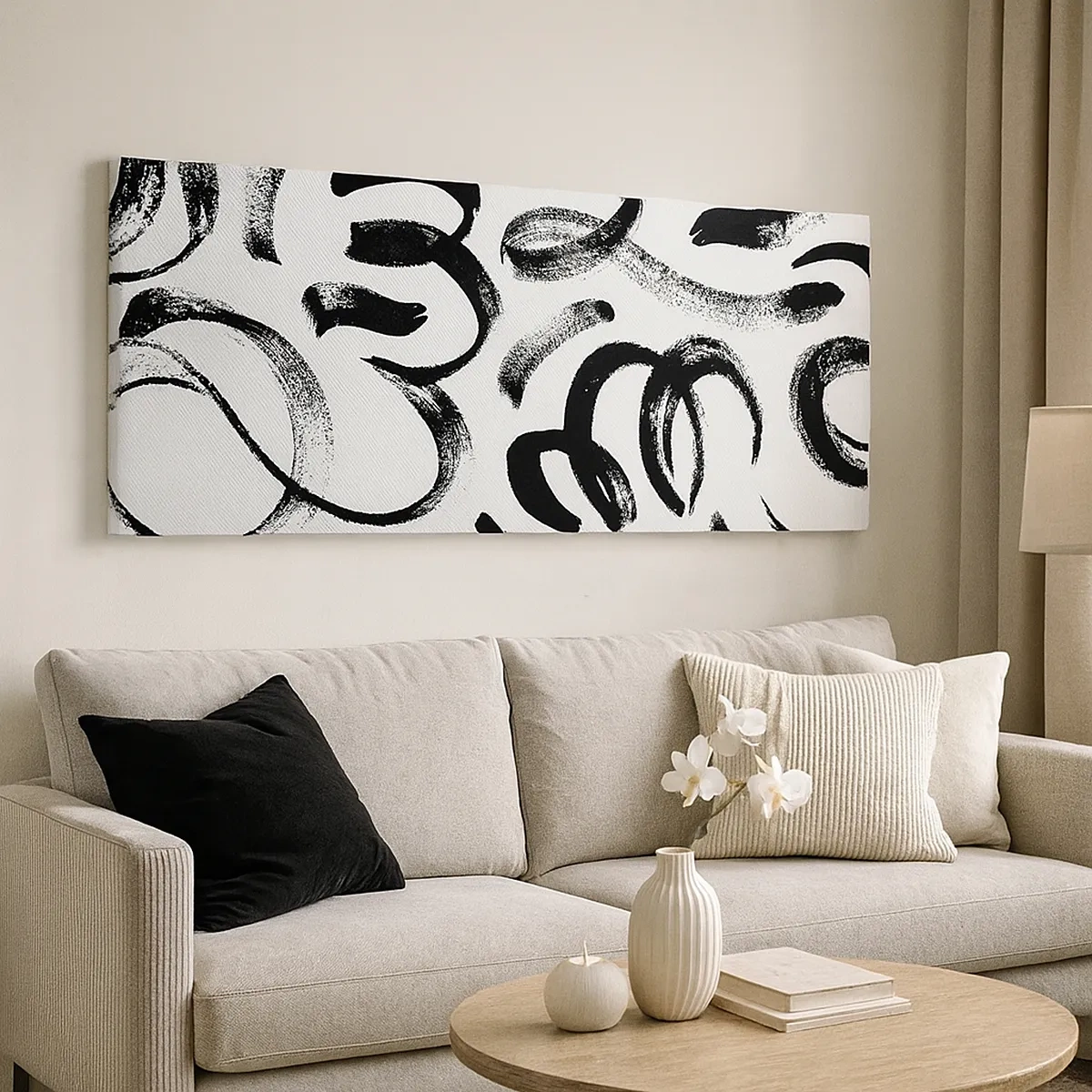 Cuadro sobre lienzo - Impresión de Imagen - Negro sobre blanco - 30x30 cm