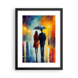 Póster en marco negro - Juntos en una noche llena de color - 30x40 cm