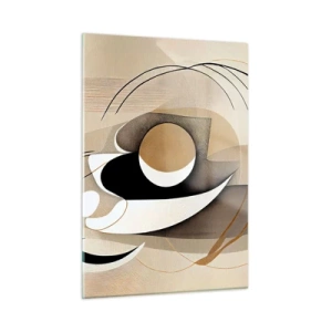 Cuadro sobre vidrio - Impresiones sobre Vidrio - Abstracción minimalista en beige con formas geométricas. - 50x70cm - Composición: la esencia de las cosas - Decoración de pared moderna para salón y dormitorio ARTTOR