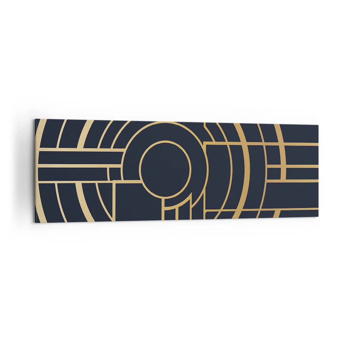 Cuadro sobre lienzo - Impresión de Imagen - Patrón geométrico con líneas doradas. - 160x50cm - Giro de los elementos - Decoración de pared moderna para salón y dormitorio ARTTOR