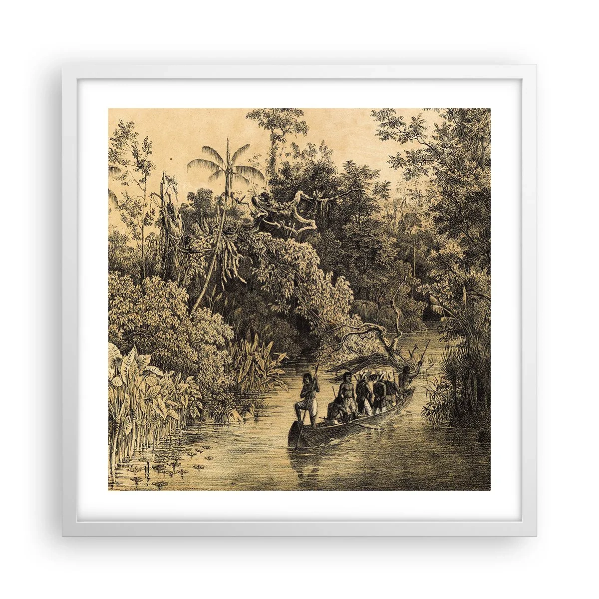 Póster en marco blanco - Expedición a la fuente - 50x50 cm