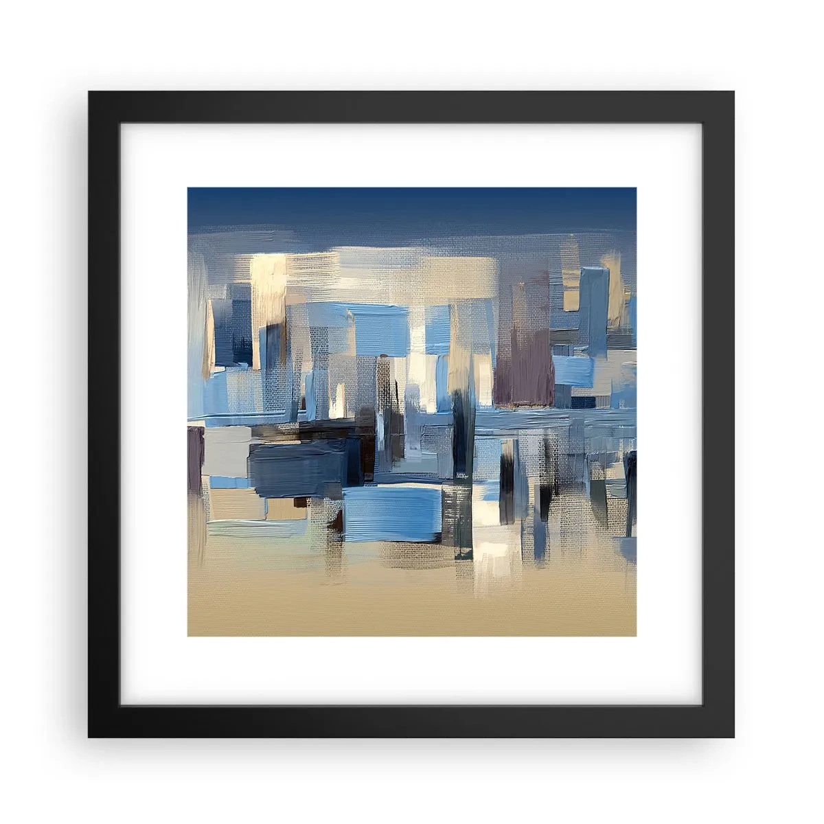 Póster en marco negro - Construcción azul - 30x30 cm