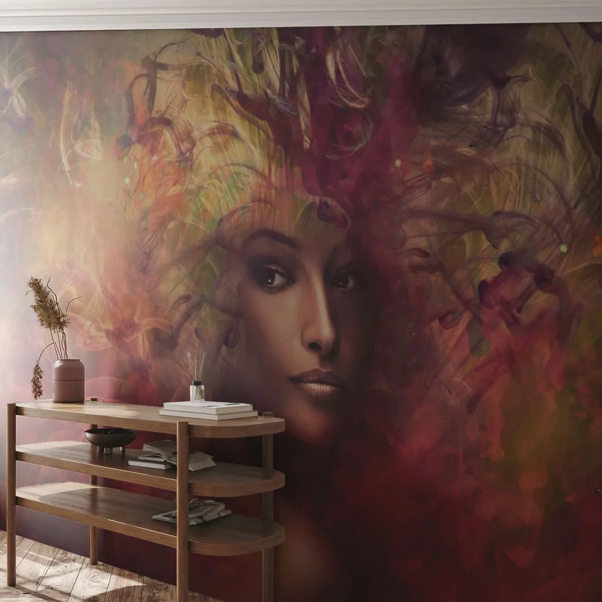 Fotomural Premium Canvas - ¡Aquí estoy! - Mujer, cara de mujer, Cuerpo - 300x210 cm