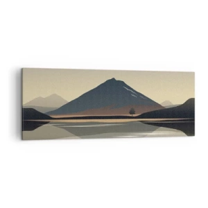 Cuadro sobre lienzo - Impresión de Imagen - Paisaje de montaña minimalista con reflejo en el agua. - 140x50cm - Reflejo de espejo - Decoración de pared moderna para salón y dormitorio ARTTOR