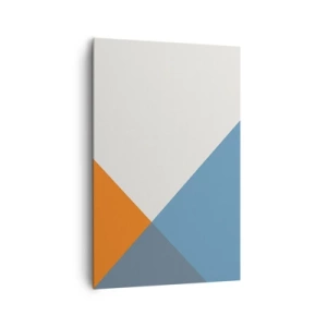 Cuadro sobre lienzo - Impresión de Imagen - Triángulos geométricos en tonos azules y naranjas. - 80x120cm - Desde el punto de vista de... - Decoración de pared moderna para salón y dormitorio ARTTOR