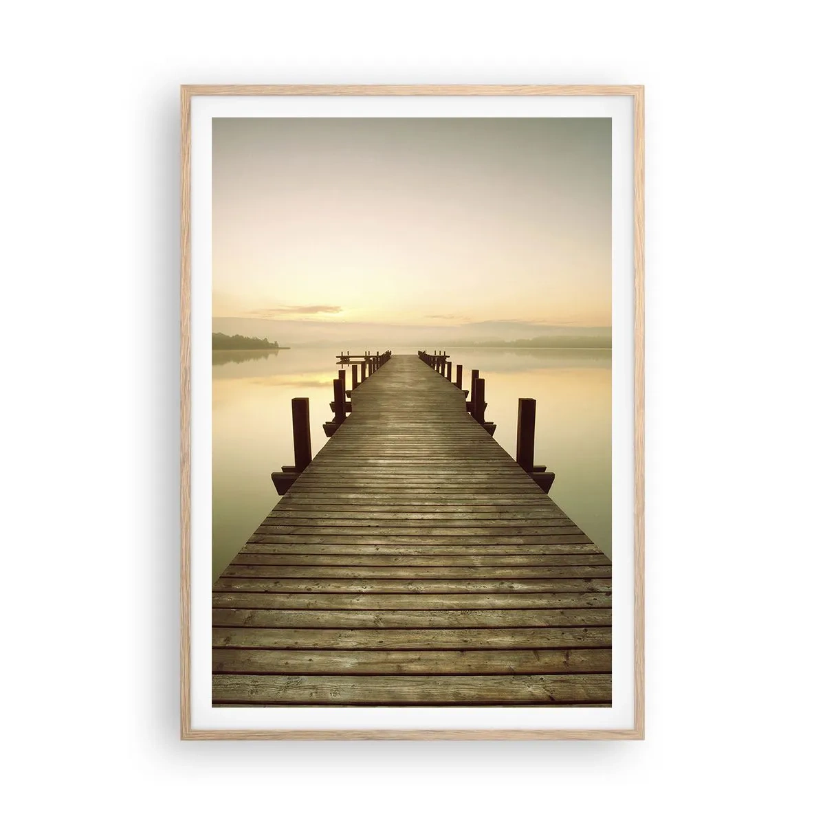 Póster en marco roble claro - Antes del amanecer, al amanecer, la luz - 70x100 cm