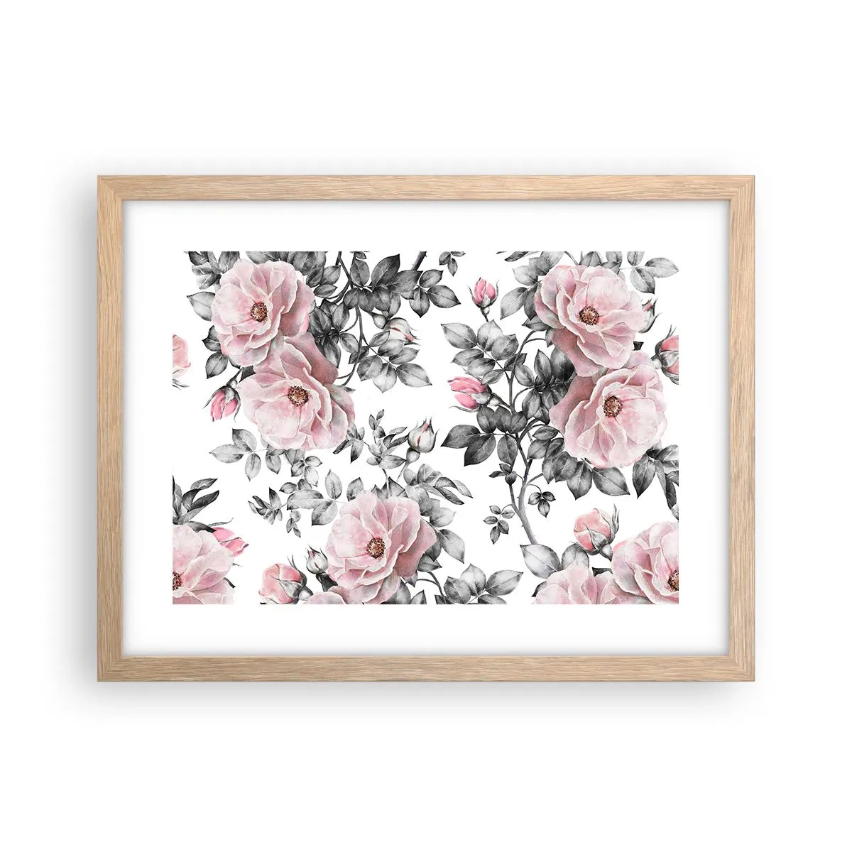 Póster en marco roble claro - Entre las rosas - 40x30 cm