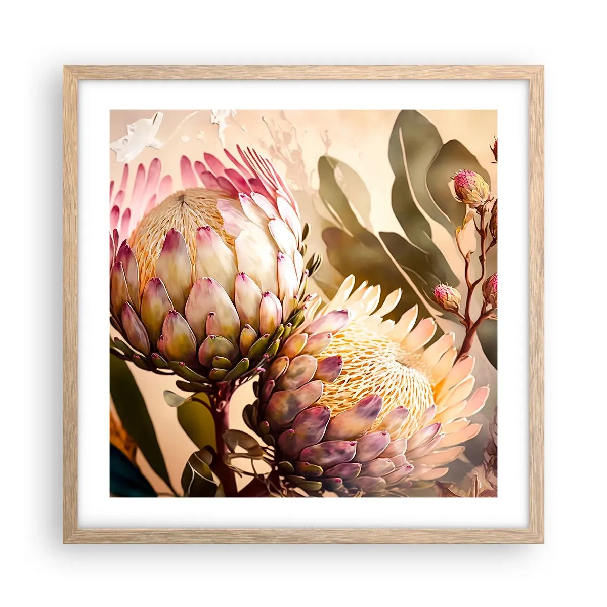 Póster en marco roble claro - Abrazados con ternura - 50x50 cm