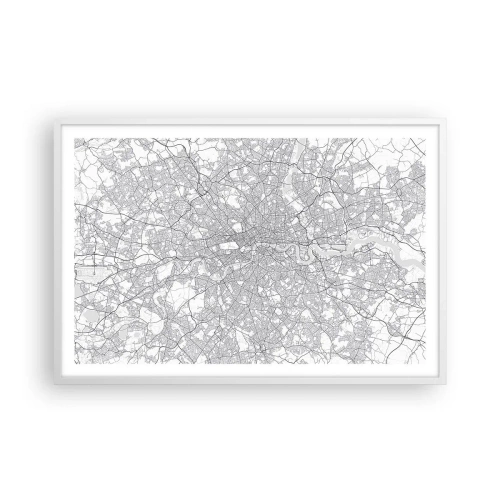 Póster en marco blanco - Un mapa del laberinto de Londres - 91x61 cm