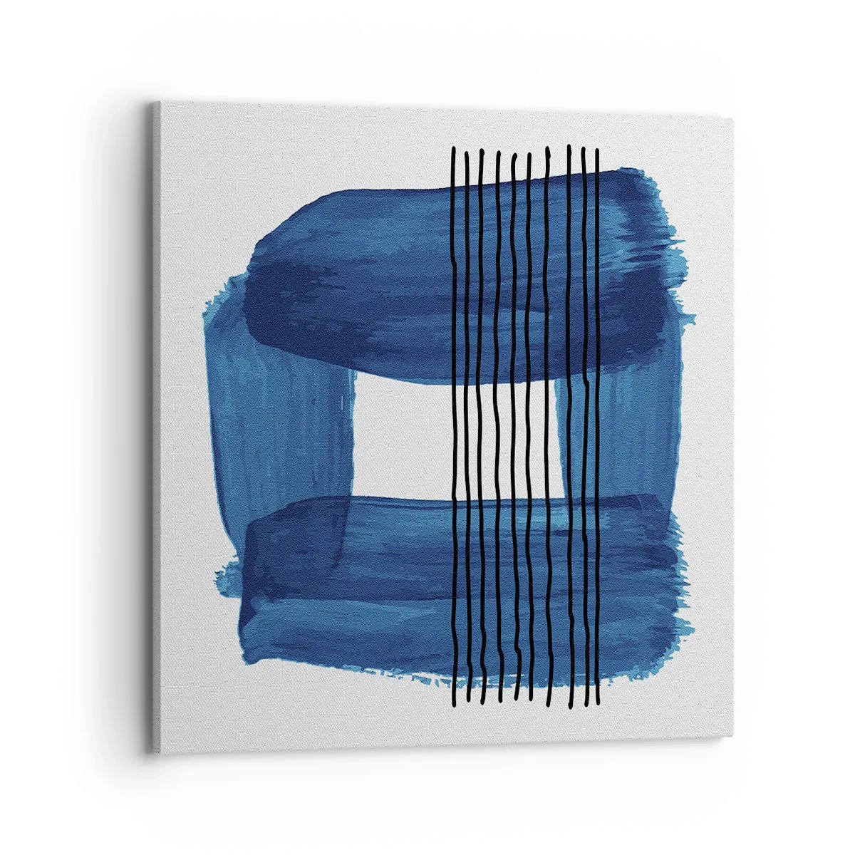 Cuadro sobre lienzo - Impresión de Imagen - Composición azul y negra - 70x70 cm