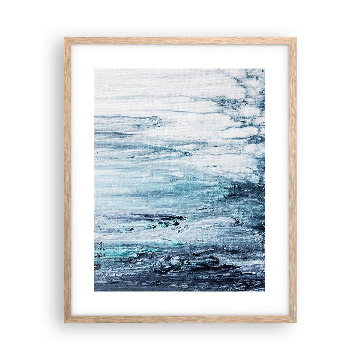 Póster en marco roble claro - Carámbanos de azul - 40x50 cm