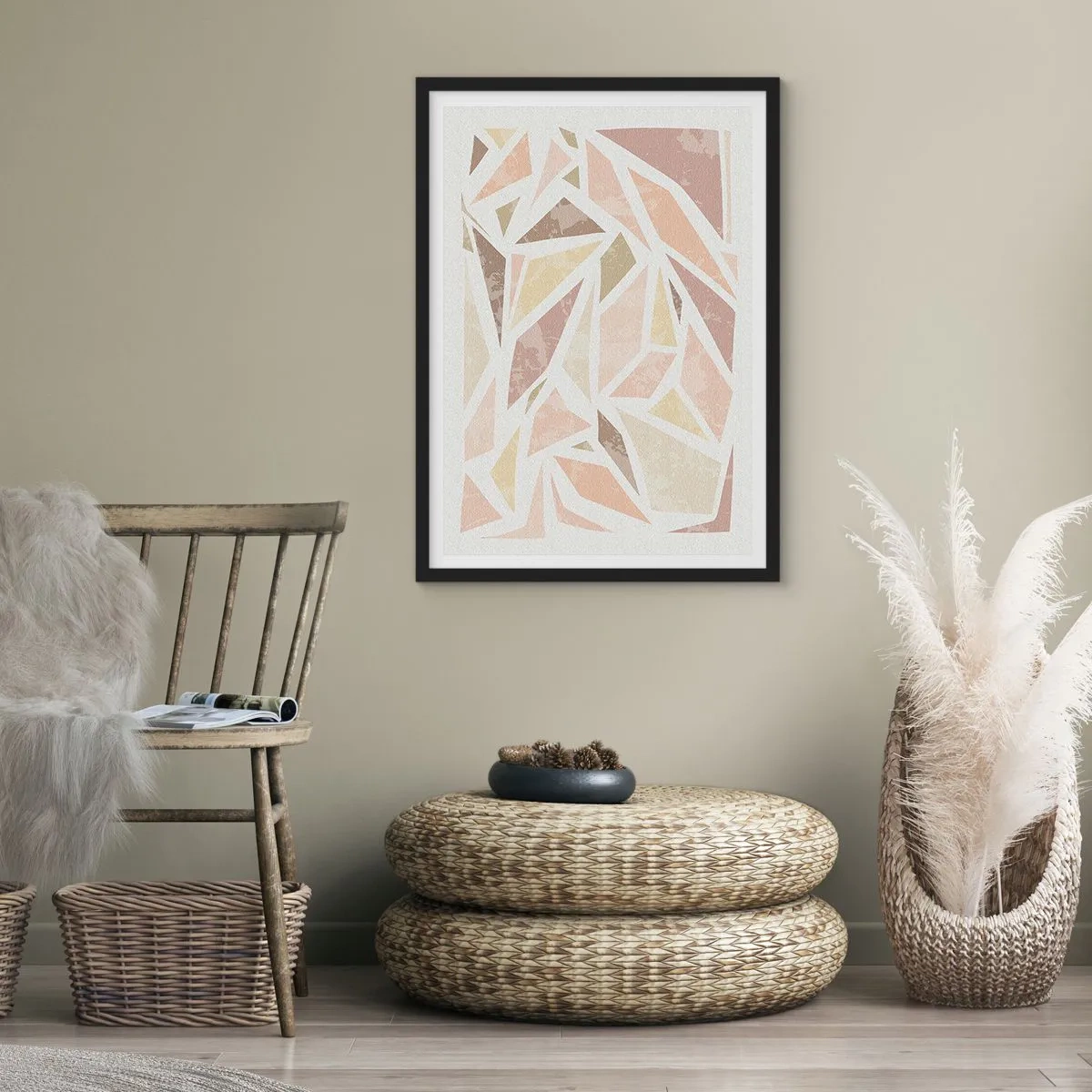 Póster en marco negro - Composición de vidrieras - 70x100 cm