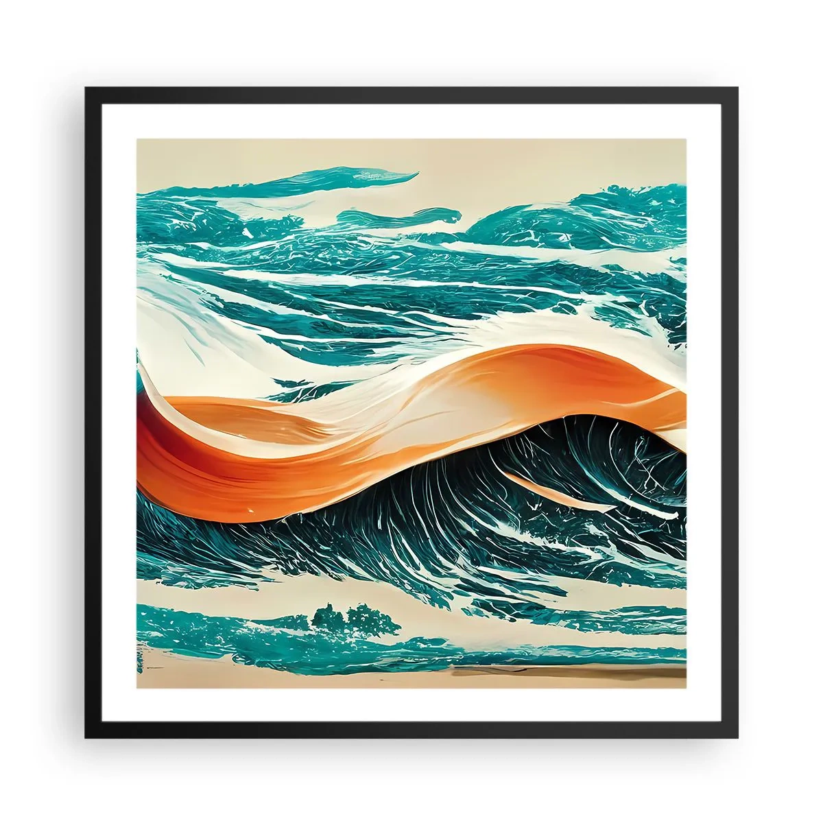 Póster en marco negro - El sueño de un surfista - 60x60 cm