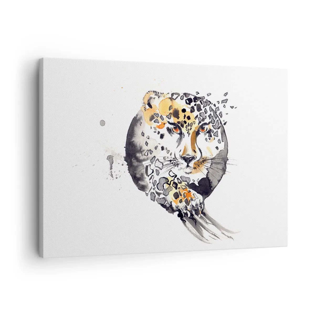 Cuadro sobre lienzo - Impresión de Imagen - Pintura artística de acuarela con motivo de guepardo. - 70x50cm - Belleza depredadora - Decoración de pared moderna para salón y dormitorio ARTTOR