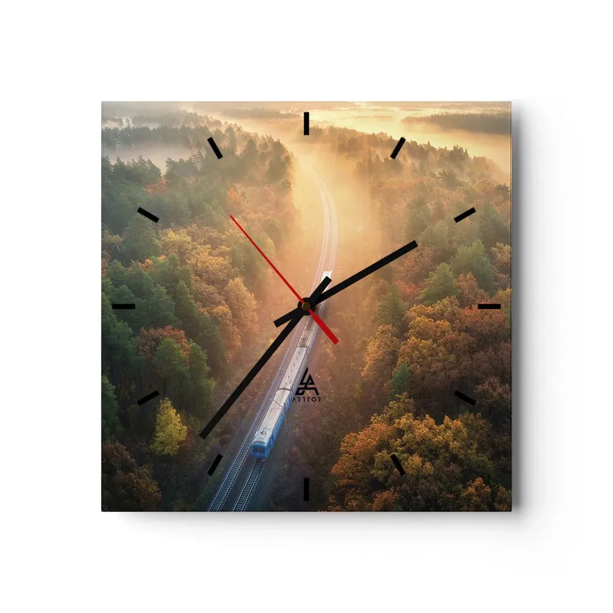 Reloj de pared - Reloj de vidrio - Un viaje otoñal - 40x40 cm