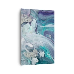 Cuadro sobre lienzo - Impresión de Imagen - Remolinos abstractos en tonos azules y blancos - 80x120cm - Corrientes de azul - Decoración de pared moderna para salón y dormitorio ARTTOR