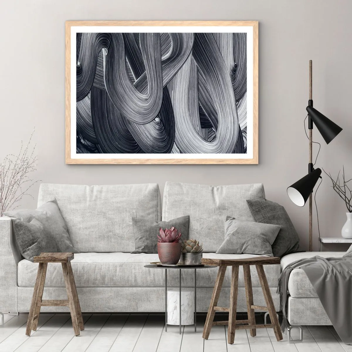 Póster en marco roble claro - La fluidez de la realidad - 50x40 cm