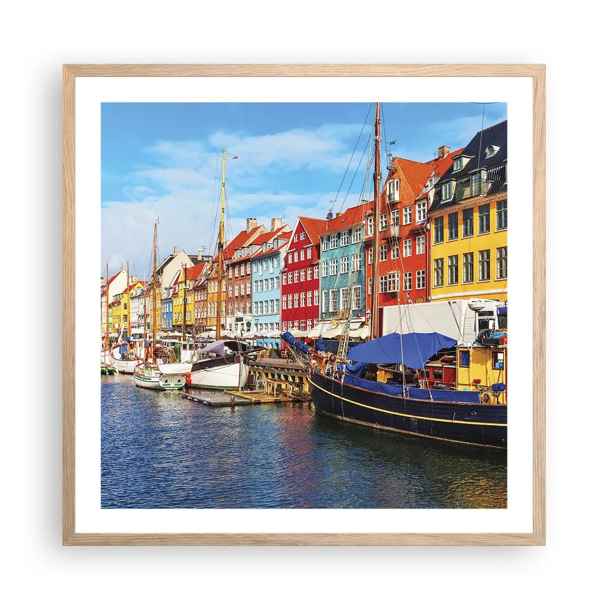 Póster en marco roble claro - Muelle alegre - 60x60 cm