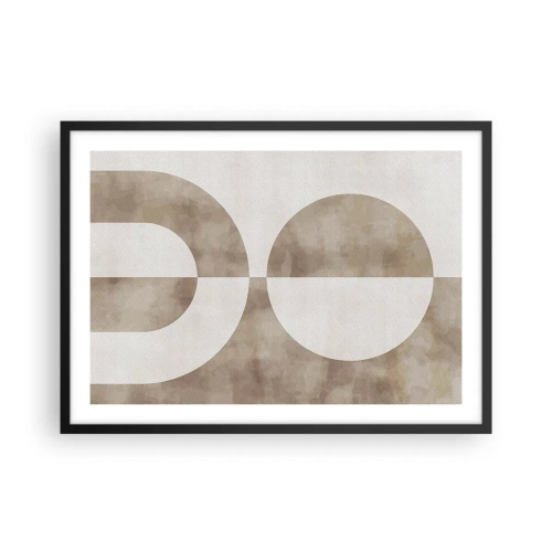 Póster en marco negro - Un cuadro abstracto en tonos beige con formas geométricas y simetría. - 70x50cm - Similitudes y diferencias - Decoración de pared moderna para salón y dormitorio ARTTOR