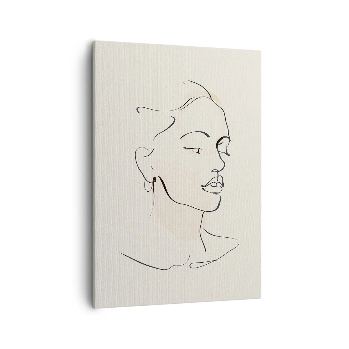 Cuadro sobre lienzo - Impresión de Imagen - Un delicado boceto del rostro de una mujer sobre un fondo claro. - 50x70cm - Líneas que muestran seguridad - Decoración de pared moderna para salón y dormitorio ARTTOR